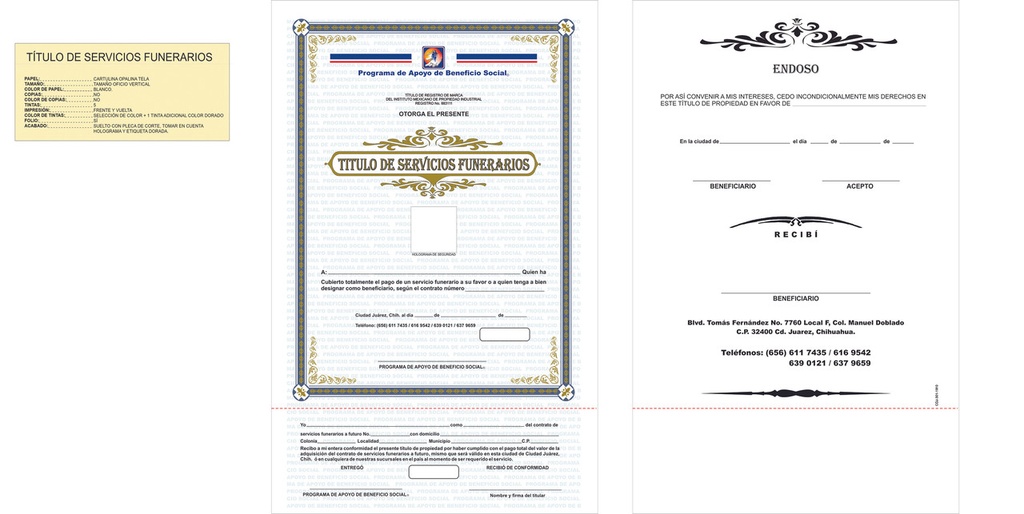 Título de Servicios Funerarios