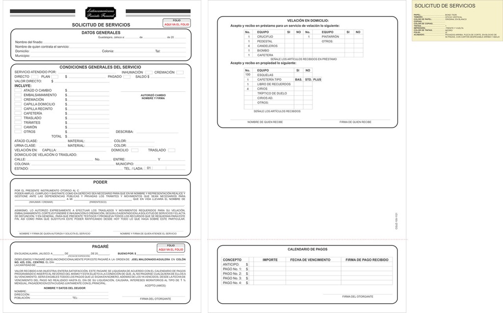 Solicitud de servicio funerario