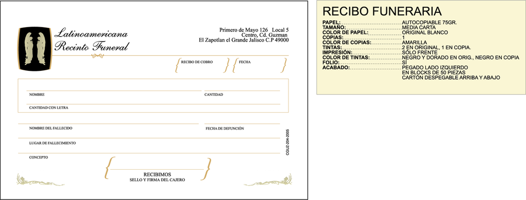 Recibo funeraria