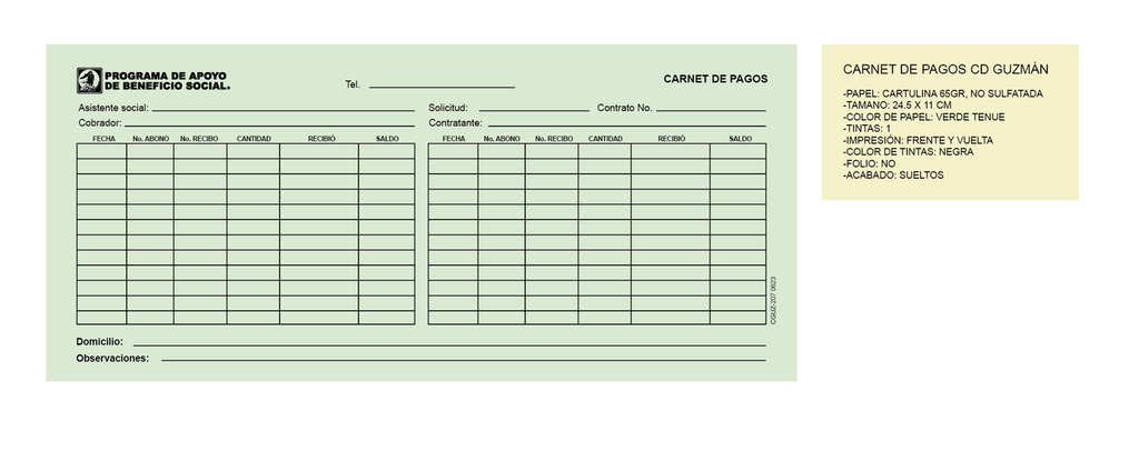 Carnet de pago verde CPM