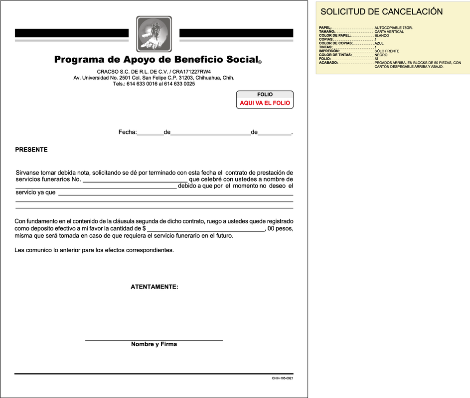 Solicitud de Cancelación CRACSO