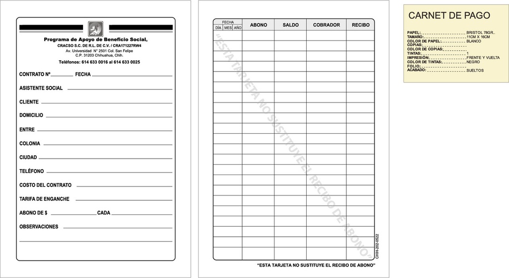 Carnet de pago CRACSO