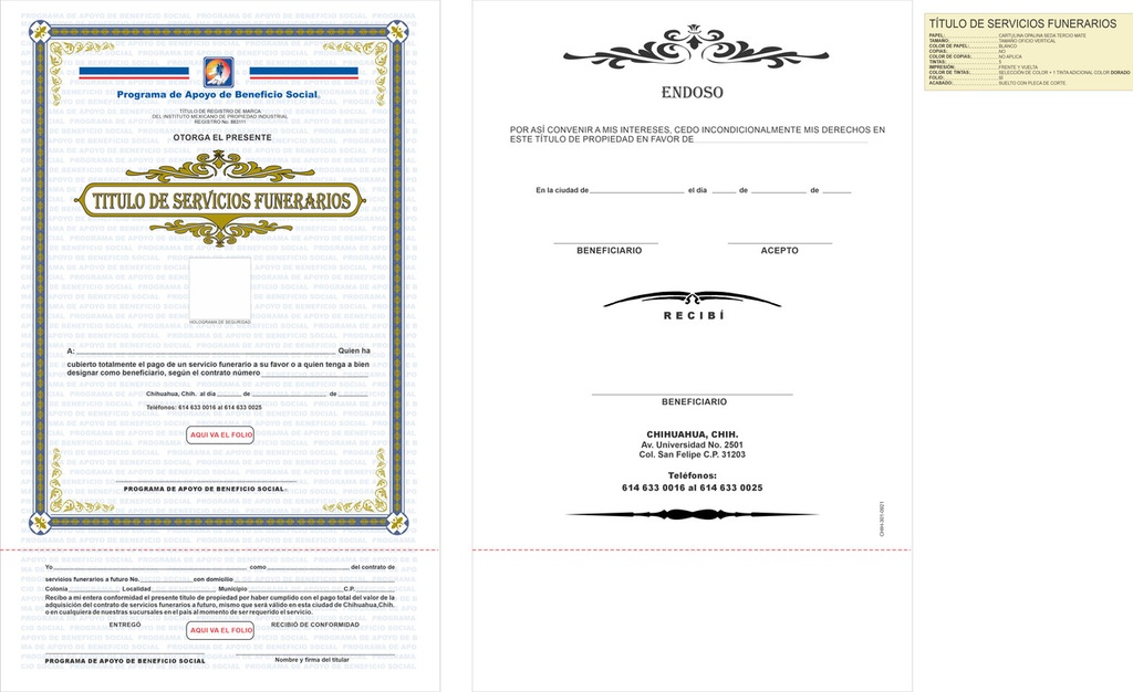 Título de servicios funerarios
