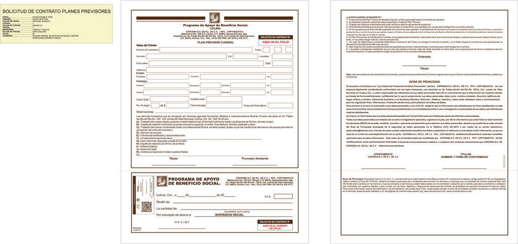Solicitud de contrato planes previsores TC