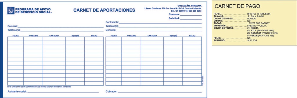 Carnet de Aportaciones