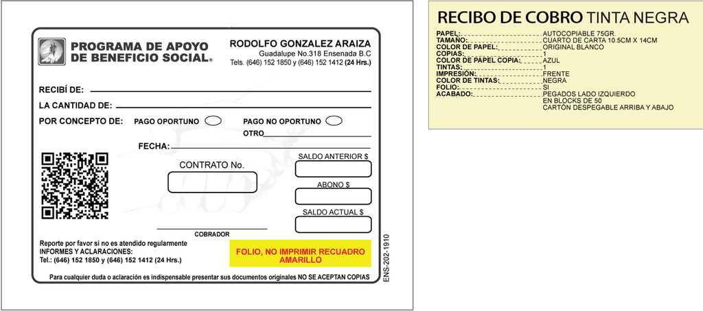 Recibo de cobro Rodolfo