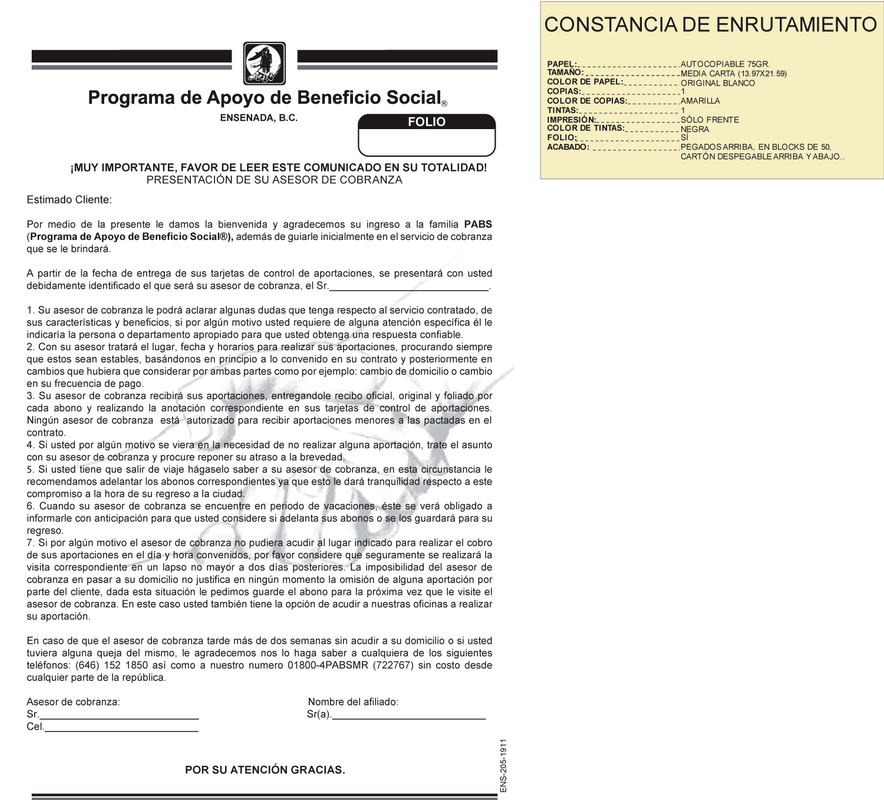 Constancia de enrutamiento