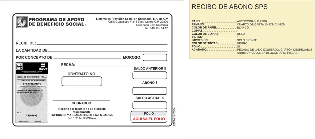 Recibo de abono PABS