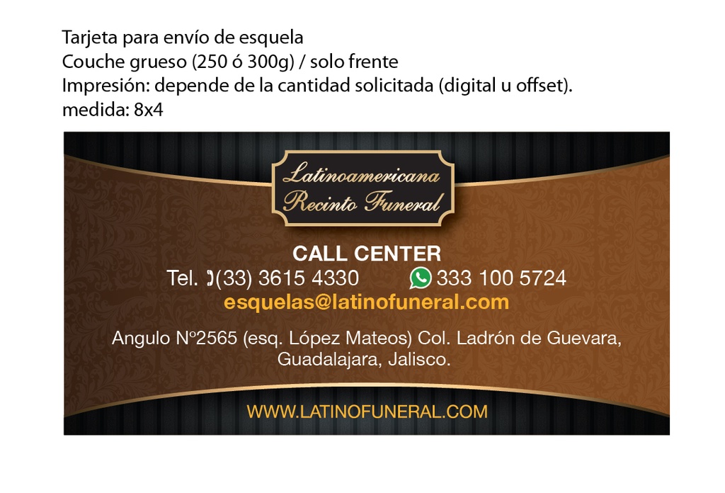Tarjeta envio foto esquela