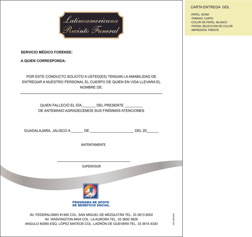 Bitacora de servicios funerarios