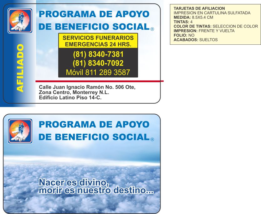 Tarjeta de afiliacion