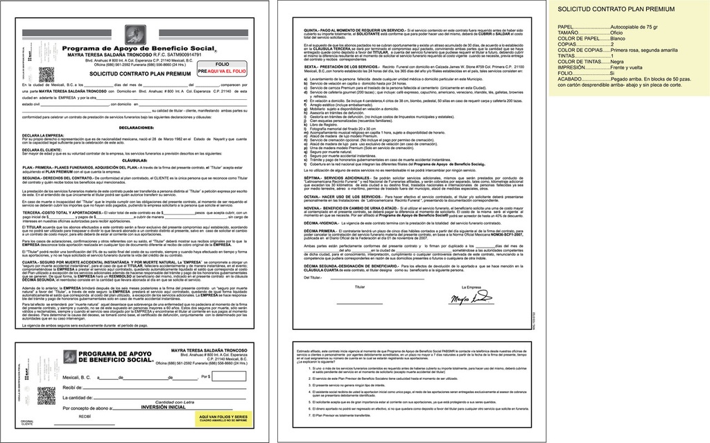 Solicitud contrato plan premium MS