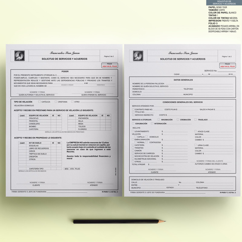 Solicitud de servicios y acuerdos