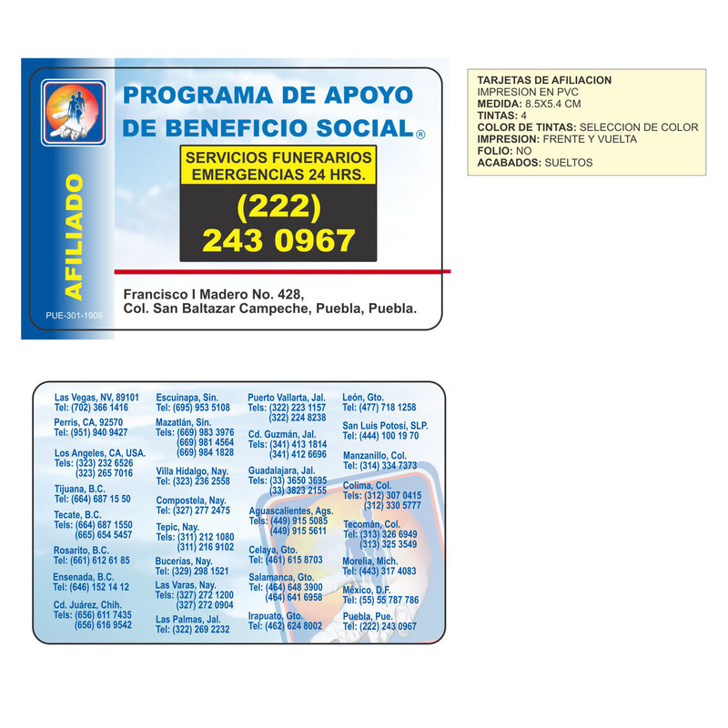Tarjeta de afiliacion
