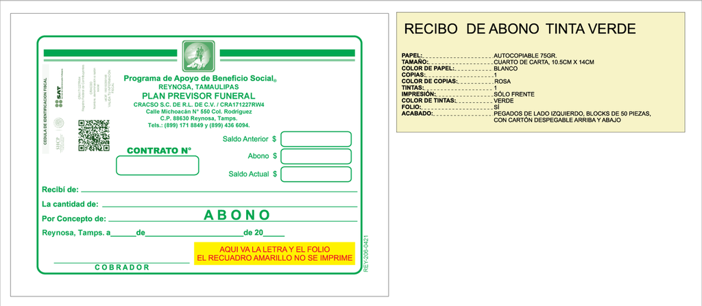 Recibo de abono premium CRACSO rosa