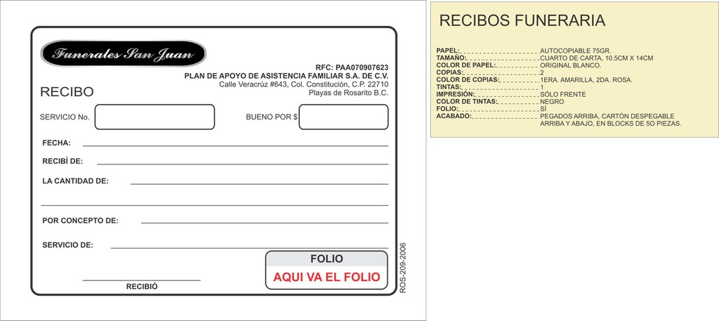 Recibo funeraria