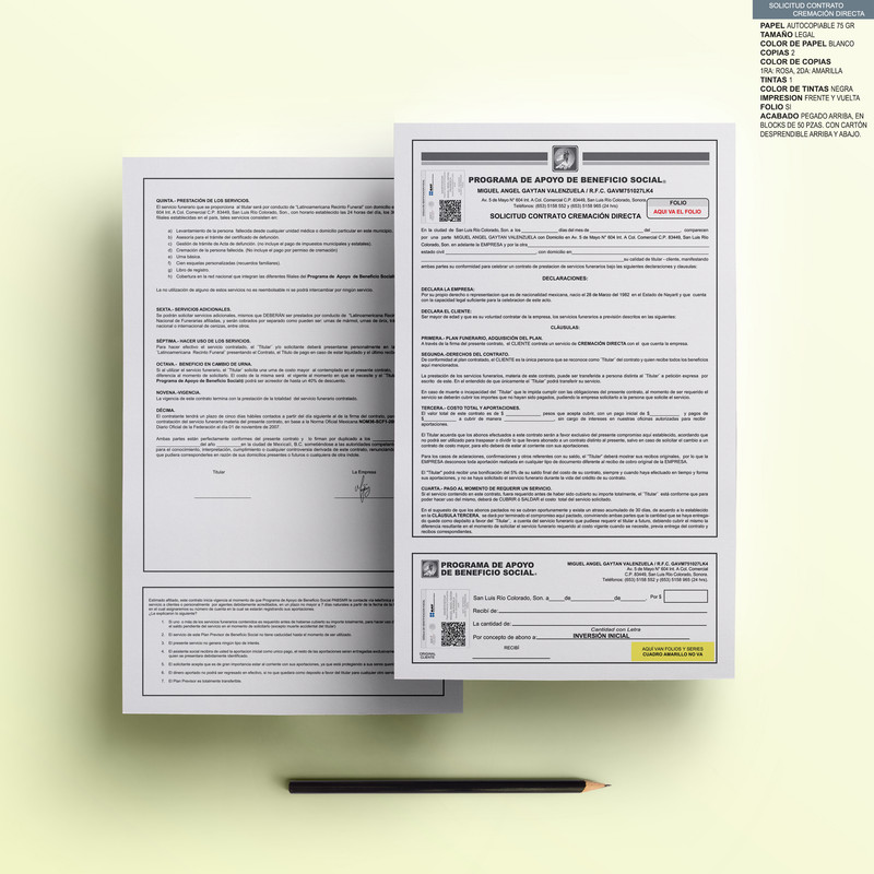 Solicitud contrato cremacion directa