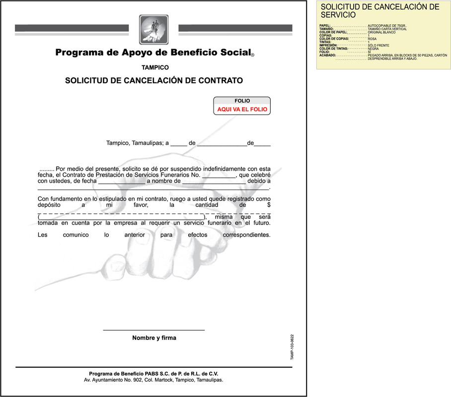 Solicitud de cancelacion de servicio