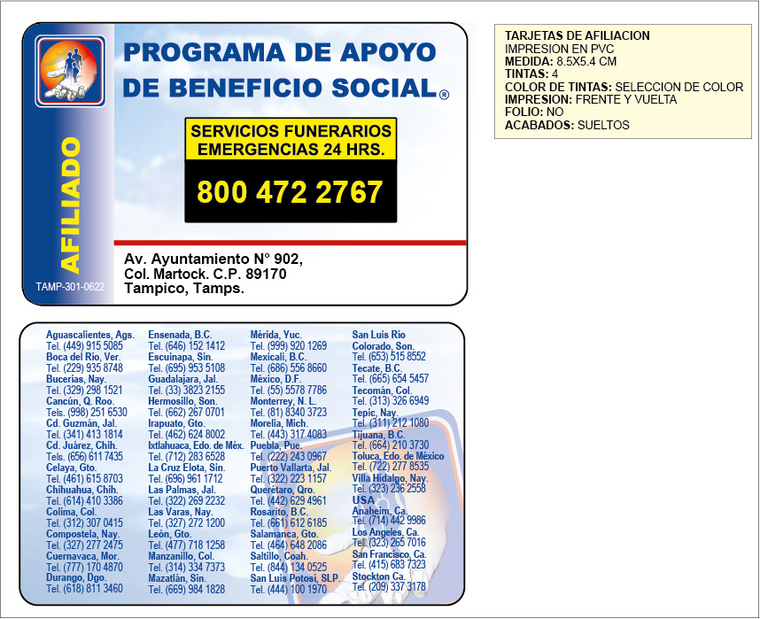 Tarjetas de afliciacion