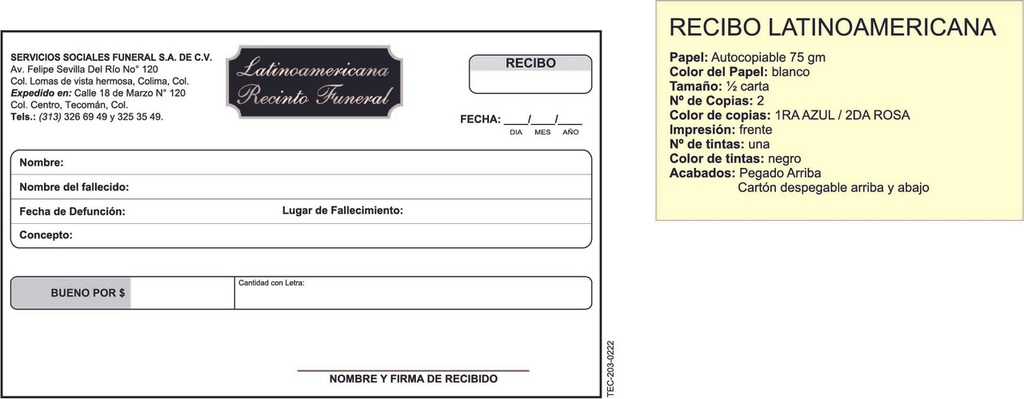 Recibo Latinoamericana
