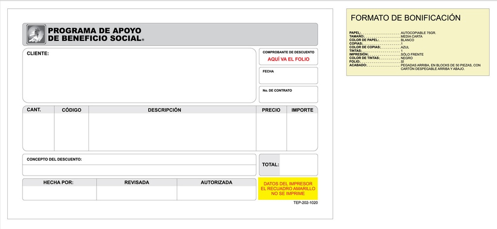 Formato de Bonificacion