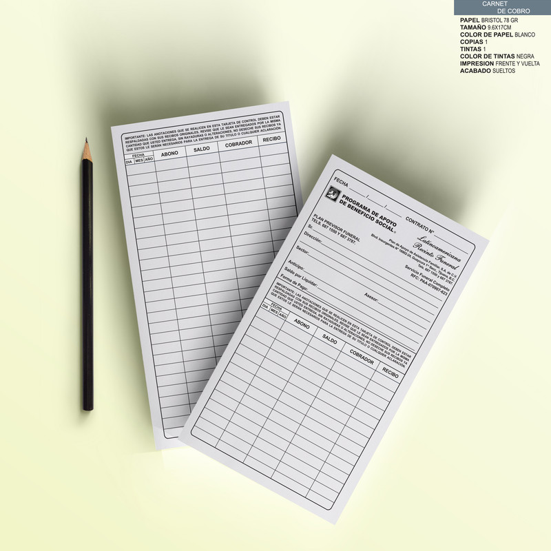 Carnet de Pago tinta negra