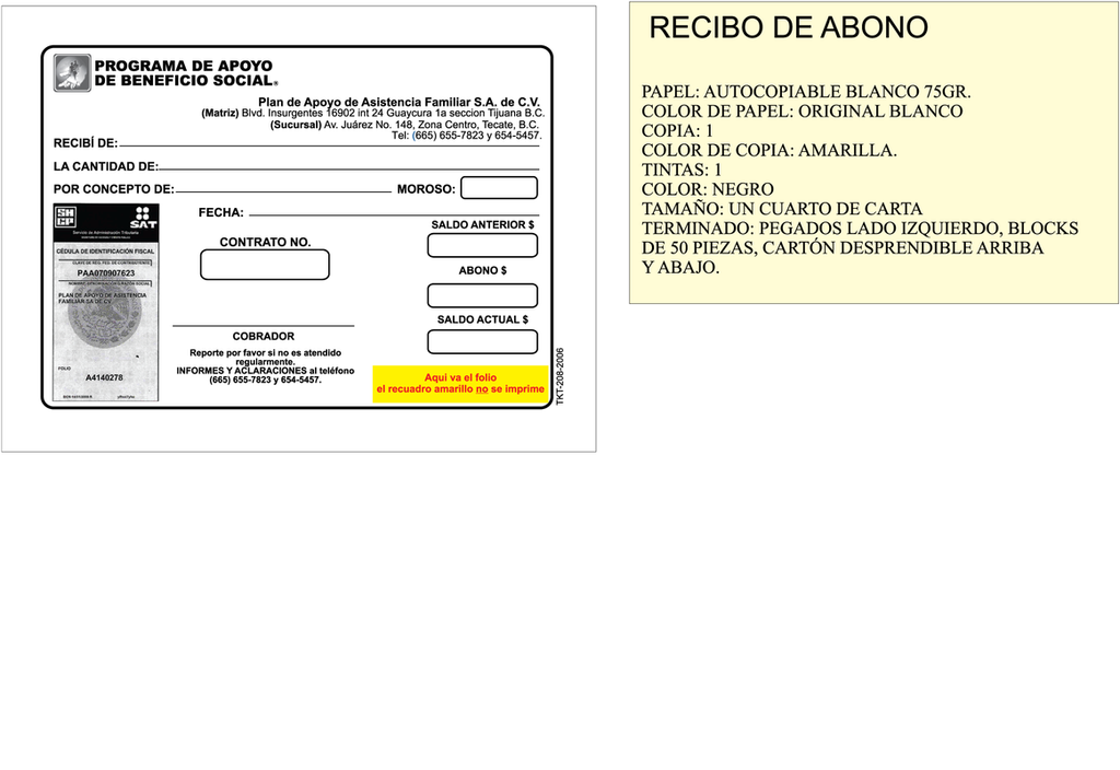 Recibos de abono