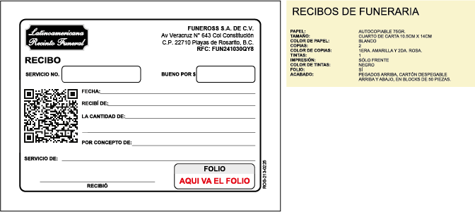 Recibo de cobro LRF FNSROS