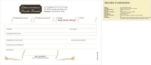 [ACAP-204] Recibo funeraria latinoamericana