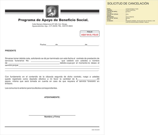 [AGS-106] Solicitud de cancelacion