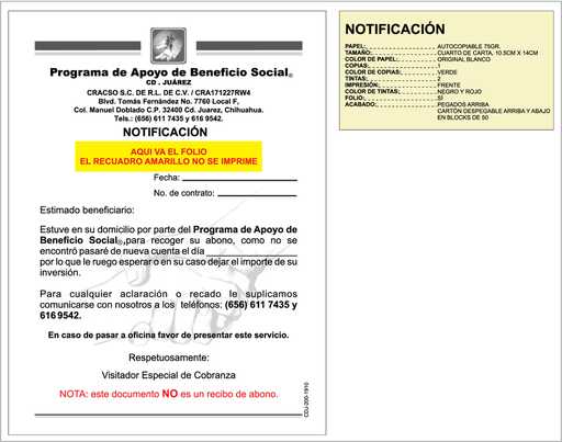 [CDJ-200] Notificación de Visita CRACSO