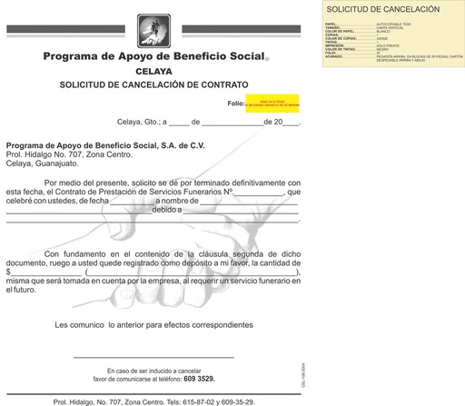 [CEL-106] Solicitud de cancelación