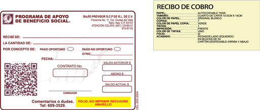 [CEL-203] Recibo de cobro previsor tinta vino