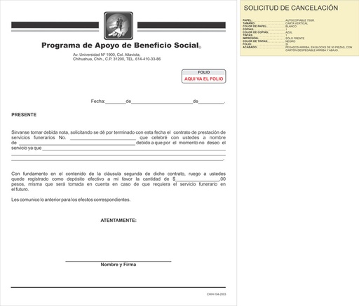 [CHIH-104] Solicitud de Cancelación