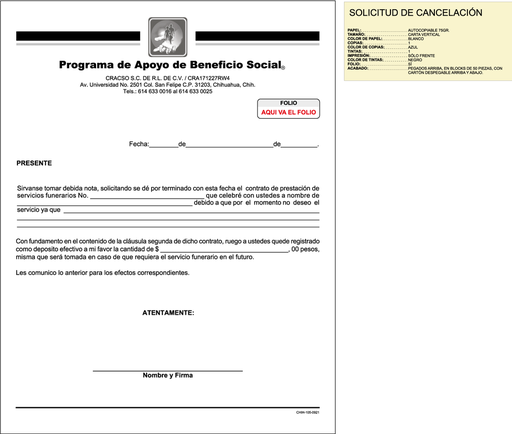 [CHIH-105] Solicitud de Cancelación CRACSO