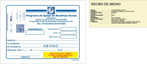 [CHIH-201] Recibo de abono CRACSO azul