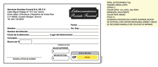 [COB-203] Recibo de cobro Latinoamericana