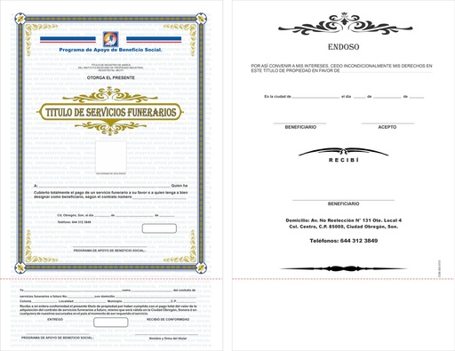 [COB-302] Titulo de servicios funerarios