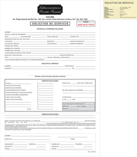 [COL-104] Solicitud de servicio