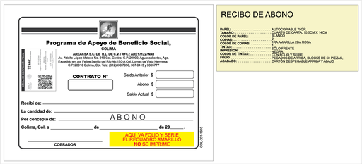 [COL-201] Recibo de Abono AREACSA