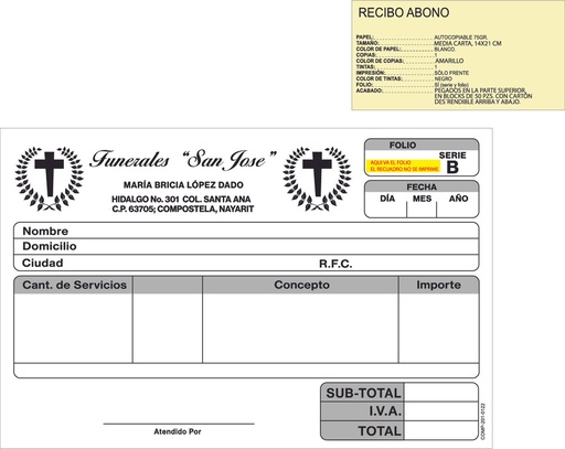 [COMP-201] Recibo funerales san jose
