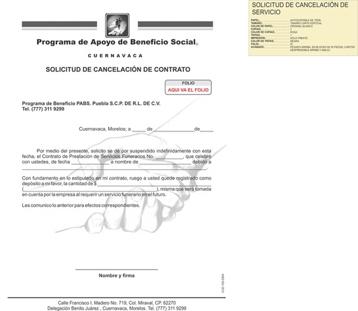 [CUE-105] Solicitud de cancelación de servicio