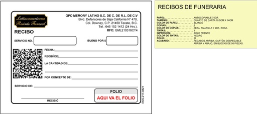 [ENS-217] Recibo de Cobro Memory Latino