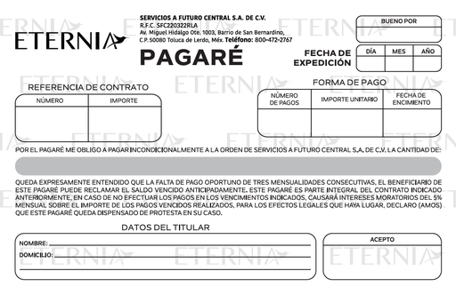 [ETER-201] Pagaré ETERNIA