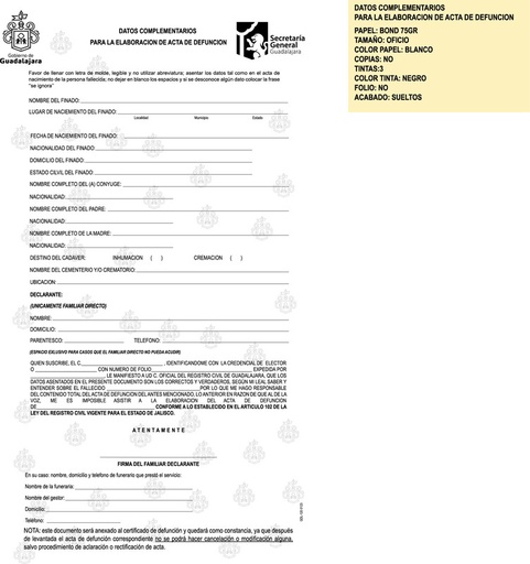 [GDL-120] Solicitud Complemento Acta Defuncion