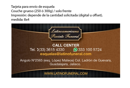 [GDL-306] Tarjeta envio foto esquela