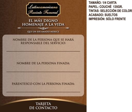 [GDL-601] Tarjeta de contacto