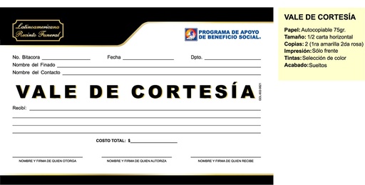 [GDL-602] Vale de cortesía