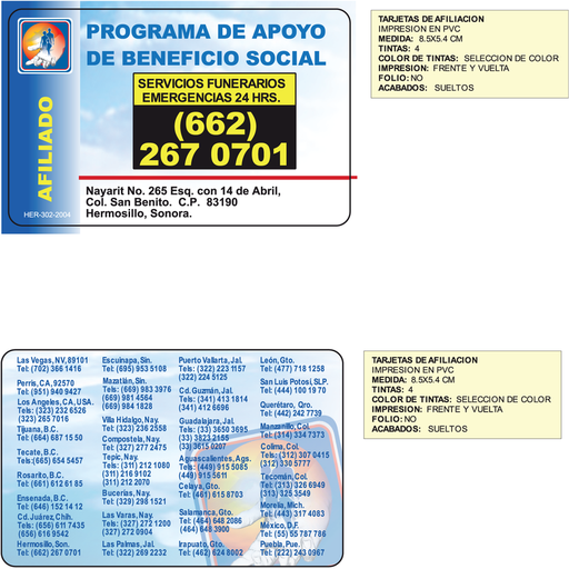 [HER-302] Tarjeta de afiliaciòn