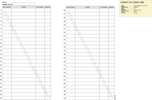 [PF-211] Carnet de cobro JMB